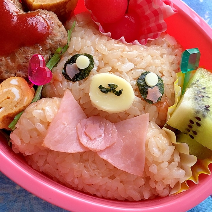 キャラ弁♪♪焼肉タレとハムとチーズでモフルンご飯♡